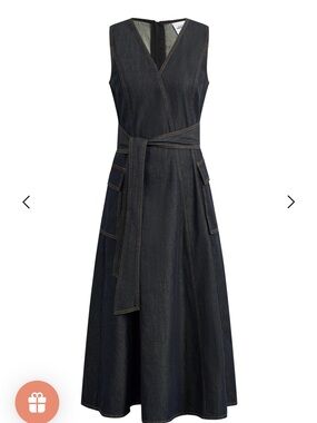 Fabrique Sadie Lightweight Washed Sleeveless A line Dress in Cotton Denim